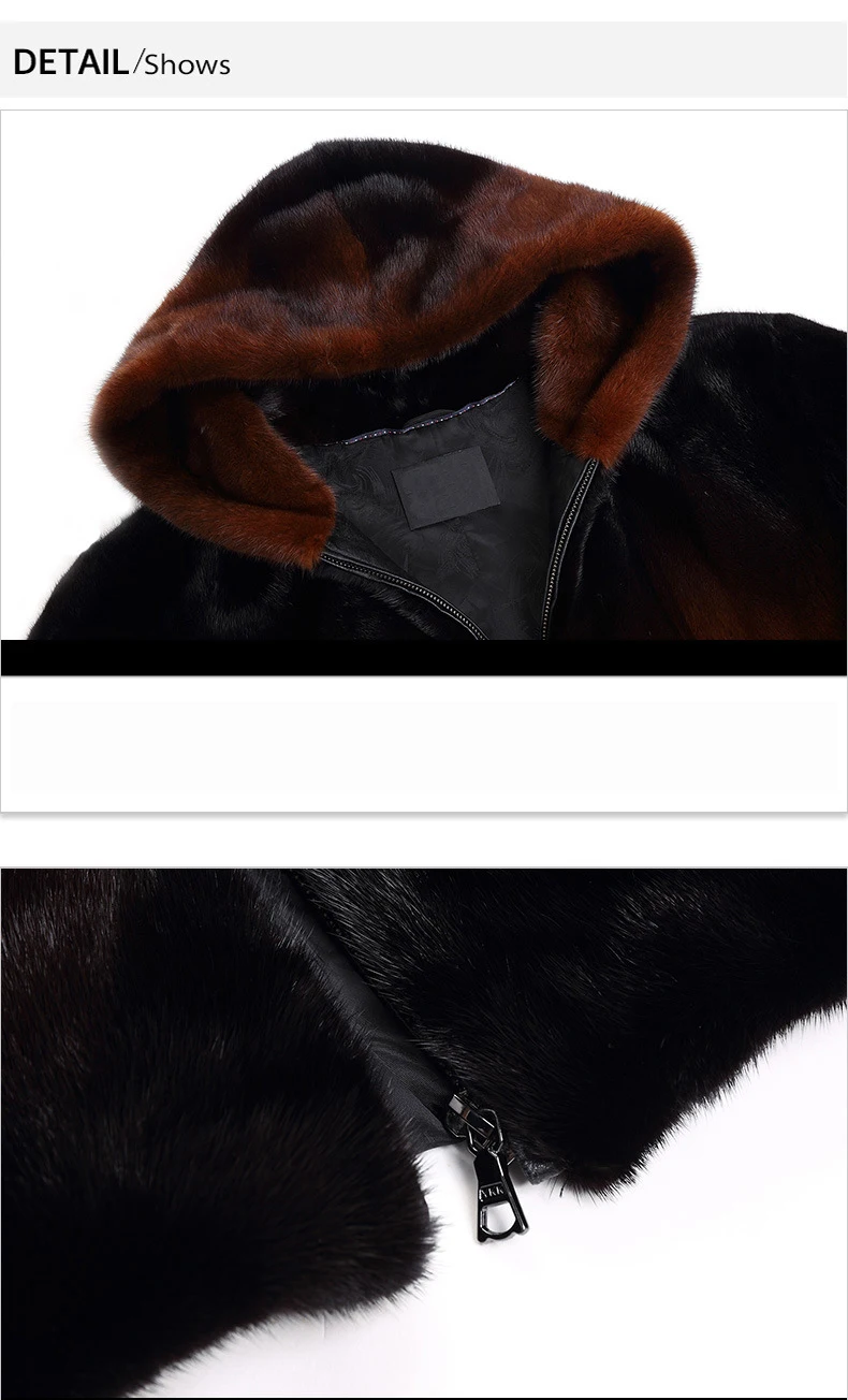 Winter Men Faux Mink Fur Hooded Artificial Fur Coats Male zipper Fur Outerwear Plus Size Fur Jacket HN217