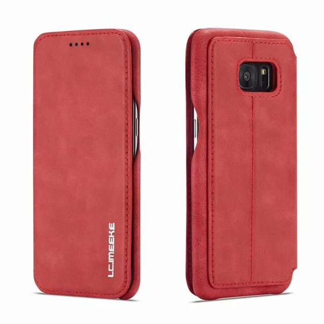 red Роскошный кожаный флип-чехол на магните для samsung Galaxy S10 S9 S8 Plus держатель для карт чехол для samsung S7 S7 Edge Note 8 9 Coque Funda - Цвет: red