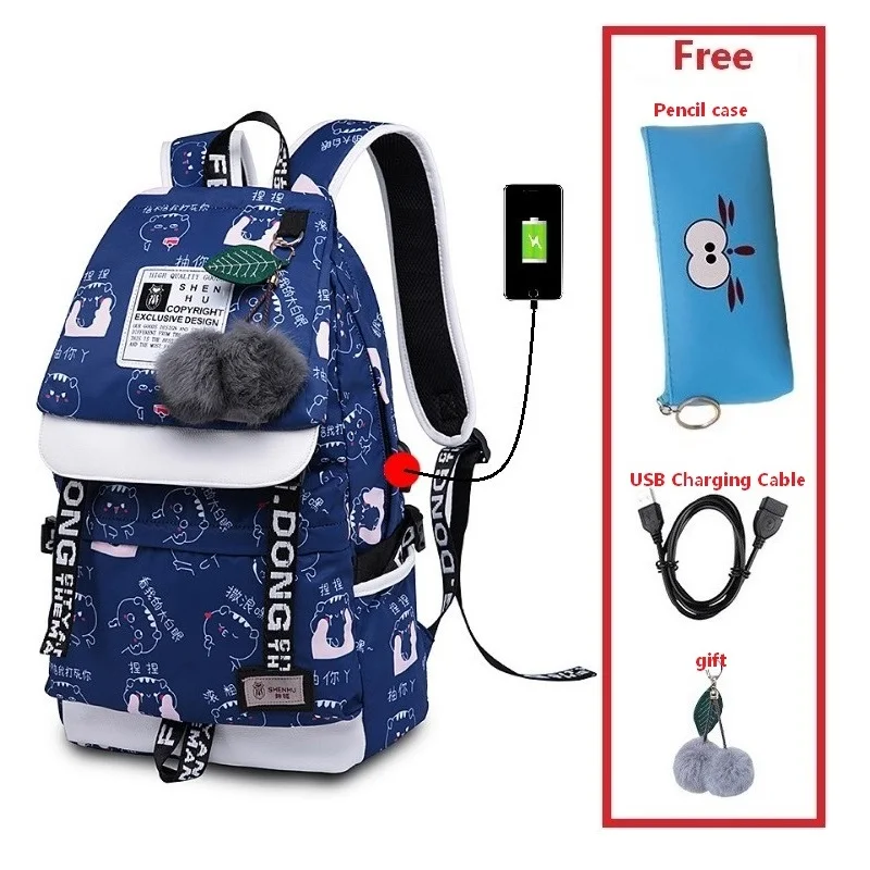 Set 28 Модная школьная сумка для девочек, рюкзак с USB зарядкой, meisjes schooltas, детская школьная сумка для девочек, рюкзаки для девочек, mochila de menina - Цвет: Set 28