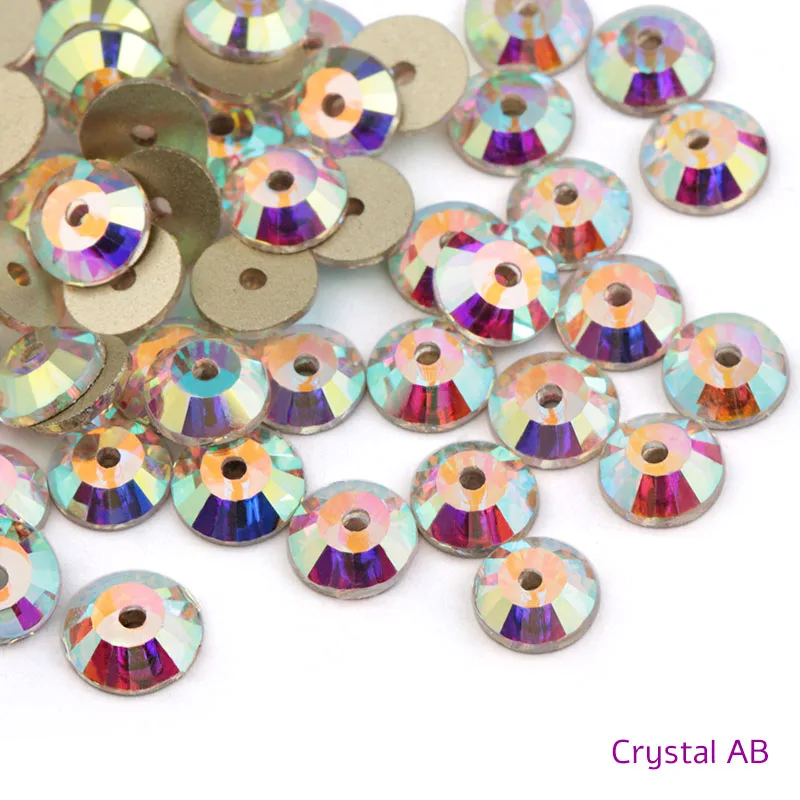 Crystal AB AAAAAA качество кристалл круглый кристалл AB/прозрачная Золотая основа пришивные стразы бусины пришивные стразы аксессуары для свадебного платья - Цвет: Crystal AB