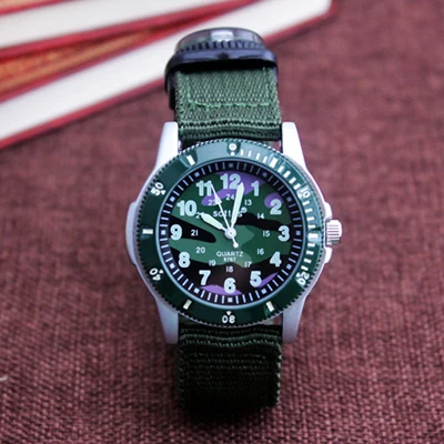 green camouflage two Новинка года. Модные брезентовые часы для мальчиков. Повседневные часы quatrz с регулируемым браслетом и компасом. Красивые часы в подарок - Цвет: green camouflage two