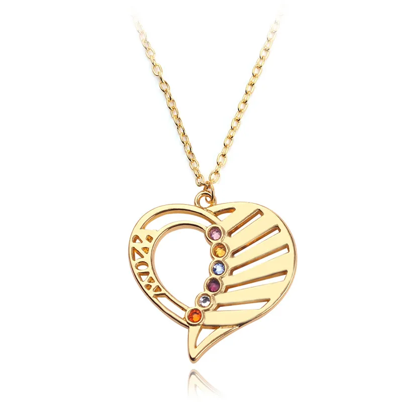 Personalized Family Love Pendant Necklace With Birthstone New Arrival Brthstone Pendant Custom Any 2/4/6 Name - Окраска металла: Gold