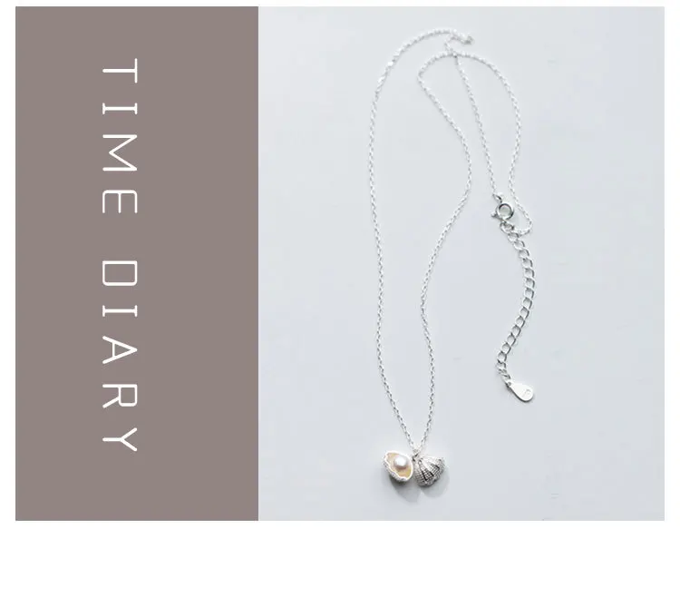 Pearl Shell Necklace 925 Sterling Plate Personality Women Fashion Dainty Chain Gifts For Girlfriend Mom Sisters | Украшения и