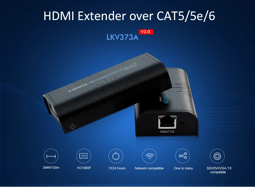 1 шт./лот ** дополнительный приемник V3.0 для LKV373A HDMI 1080P удлинитель 100 120 метров