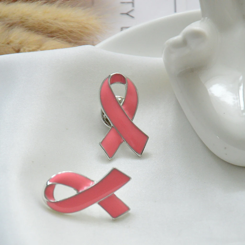 Модная розовая эмалированная брошь из ленты с раком груди|Броши| |
