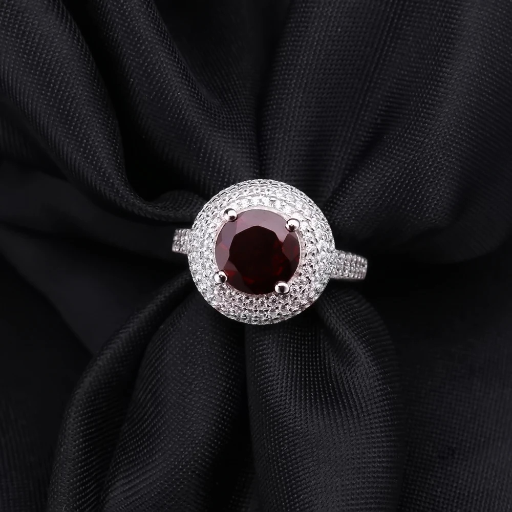 Gem's балетные 925 пробы серебряные обручальные коктейльные кольца 3.15Ct натуральный красный гранат драгоценный камень кольцо для женщин хорошее ювелирное изделие