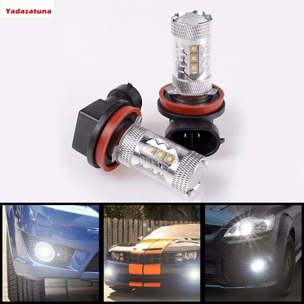 

2*H16 (Type 2) H16LL High Power 80W CREE Chips Super Bright 6000K White LED Fog Lights Lamps Replacement For Japanese Cars