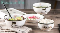 cute cat series ceramic daily dish dish creative cartoon pattern bowl cutlery set household ceramic bowl for tableware