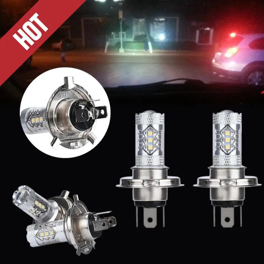 

Auto led light 2 X 80W White H4 9003 HB2 LED Fog Light Bulb 1500LM High Low Beam Headlight sep23