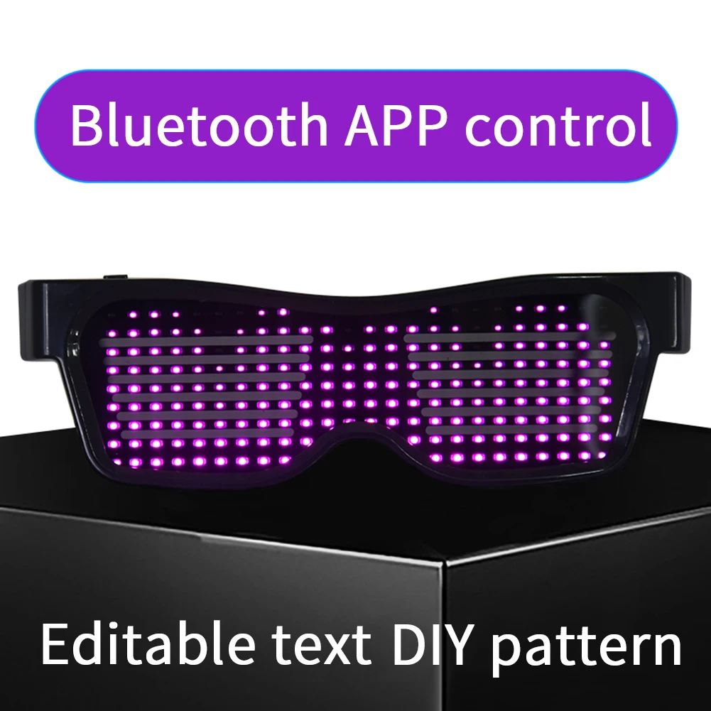 Волшебные Bluetooth светодиодные очки для вечеринок, управление через приложение, светящиеся очки, зарядка через USB, управление через приложение «сделай сам», многоязычная быстрая светодиодная вспышка