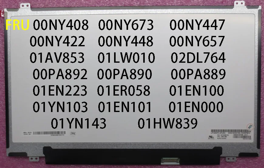 Для Thinkpad T460 T460S T460P A475 A485 T470 T480 L480 14.0" 1920*1080 30 pin IPS LCD FRU 01AV853 01LW010 02DL764 00NY408
