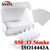 100pcslot rfid card 13 56mhz mf s50 proximity ic smart card tag 0 8mm thin for access control system iso14443a