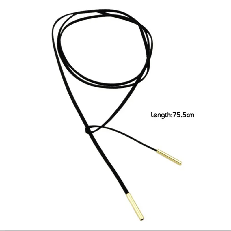 Бесплатная доставка новое модное длинное черное кожаное ожерелье и подвеска