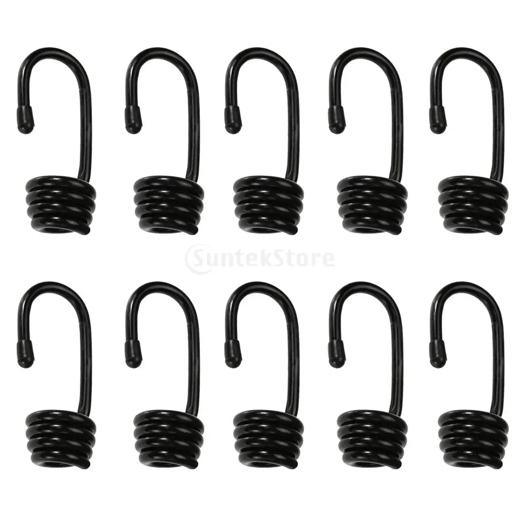 

10pcs Durable Plastic Coated Steel Wire Hooks for 8mm Shock Cord Bungee Elastic Rope Camping Marine Boat Kayak DIY Multipurpose