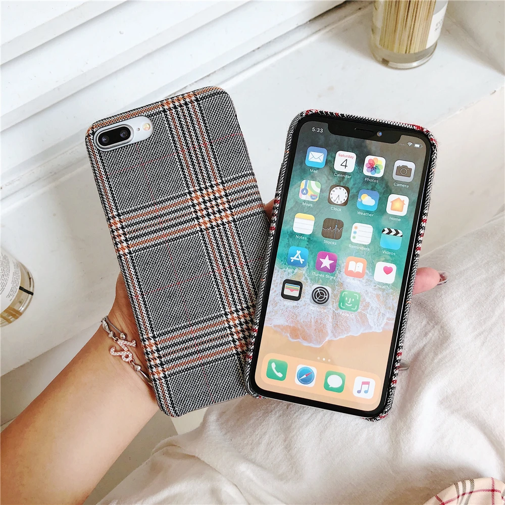 Модная тканевая текстура мягкая TPU Чехол для iPhone 6 6S Plus 7 7plus10 X XS XR MAX чехол телефона
