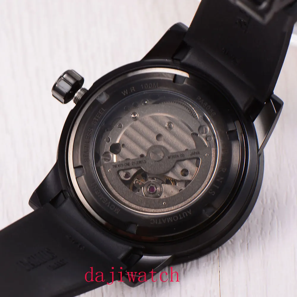 Parnis Механические Мужские автоматические часы 42 мм спортивные светящийся черный