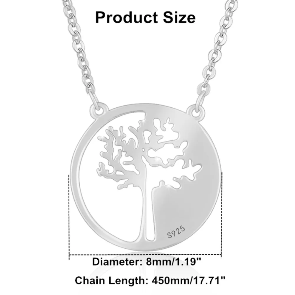 Angel Caller 925 Sterling Silver Pendant Necklace Family Tree of Life with Link Chain Trendy Jewelry for Women CYD014 | Украшения и