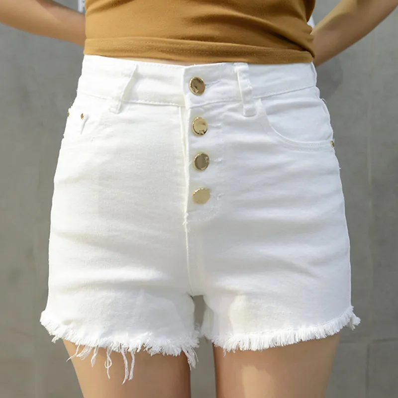 Женские джинсовые шорты с высокой талией летние короткие джинсы потертостями на