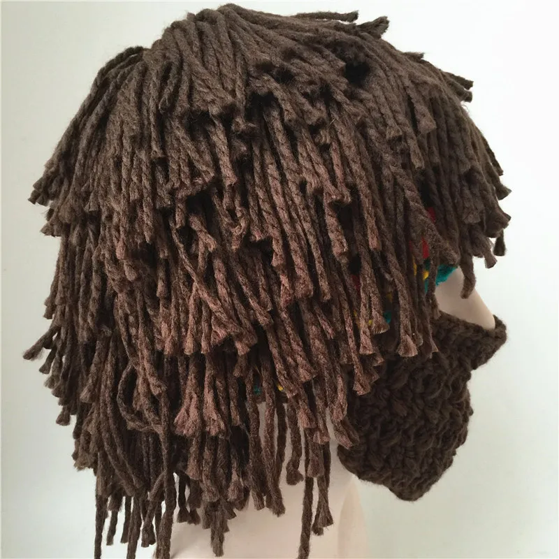 Головные уборы с париком и бородой Hobo Mad Scientist Rasta Caveman вязаные теплые шапки ручной