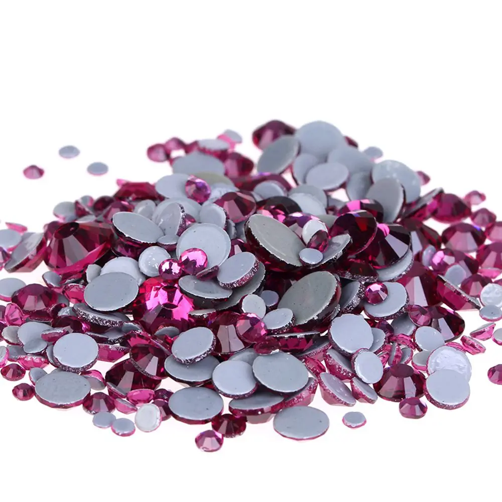 FUSHIA Color Hotfix Strass Rhinestones Flatback Glue Backing Iron On Glass Stones Appliques For Fabric Garments Supplies | Дом и сад