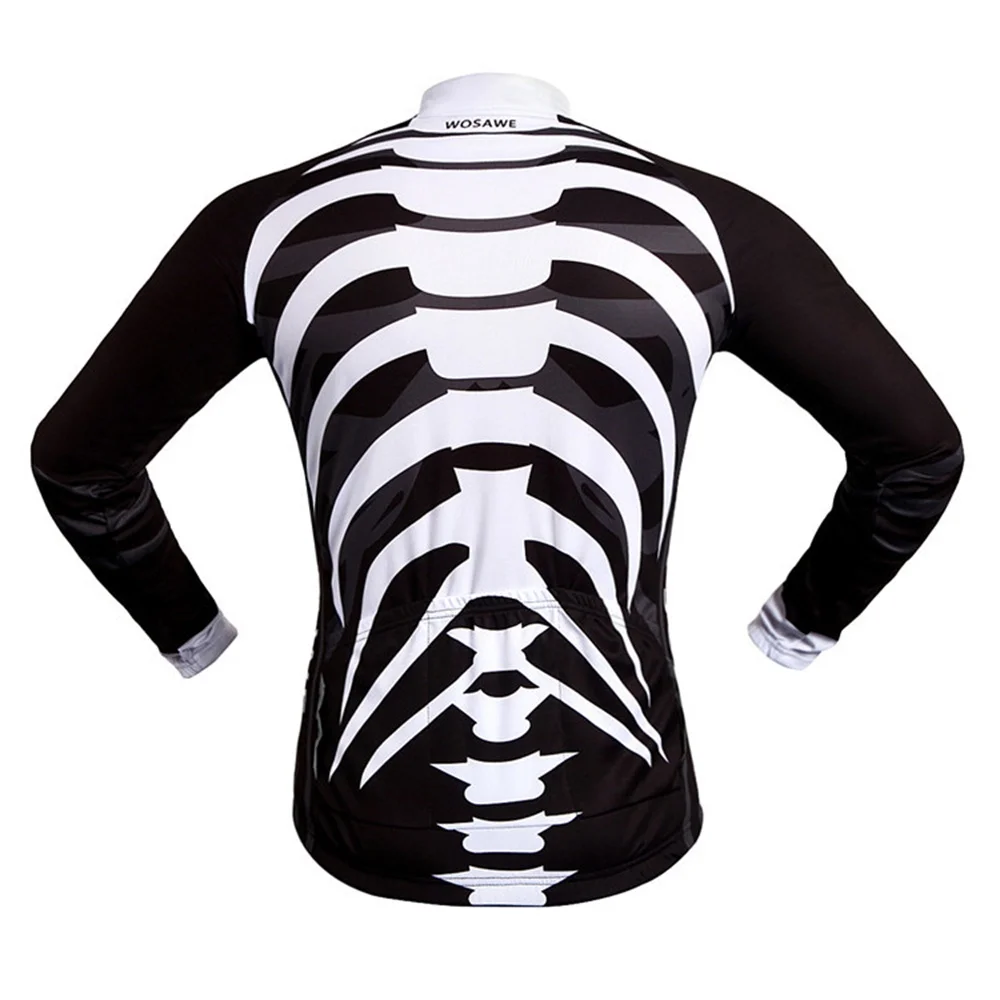 WOSAWE Men's Women's Skeleton Cycling Jerseys Clothing Bicycle Ciclismo Long Sleeve Tops Bike Jacket Breathable Sports | Спорт и