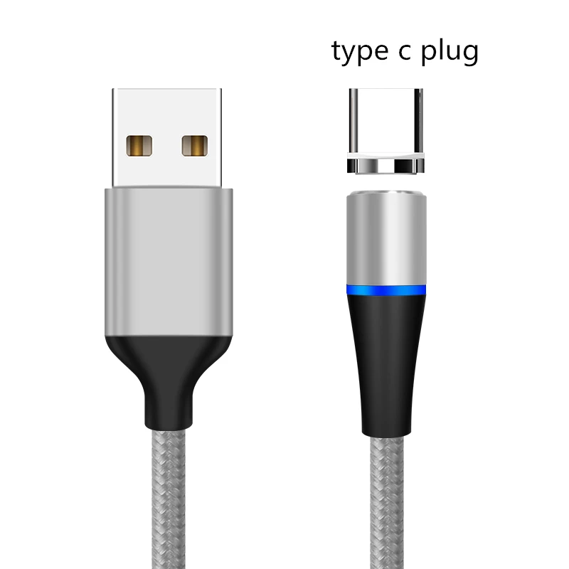 silver type c plug SUNPHG 3A быстрой зарядки Магнитный кабель Зарядное устройство для iPhone xs Макс микро Тип usb C кабель для samsung s9 Мобильный телефон провода - Цвет: silver type c plug