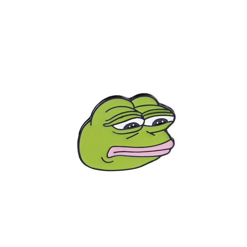 style-1 Pepe the frog Brooch sad weird expression Enamel pin feeling bad man Good man lapel badge popular Culture frog Brooches jewelry - Окраска металла: style-1