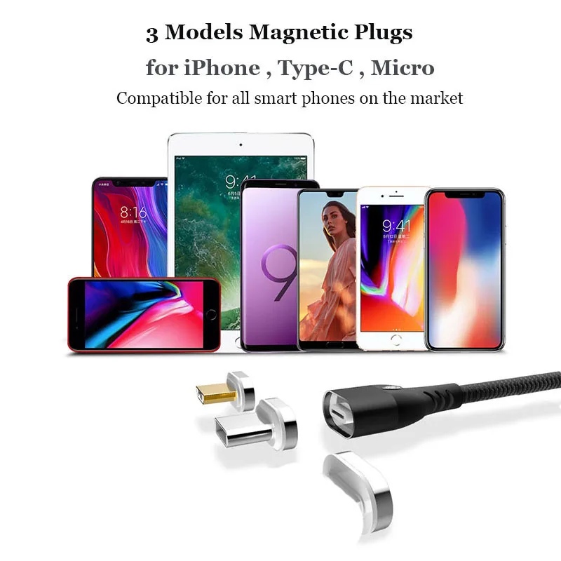 Slot Connection Magnetic Nylon Braided USB Charger Adapter Cable for iPhone Micro Type-C Data Sync Fast Charge | Мобильные телефоны