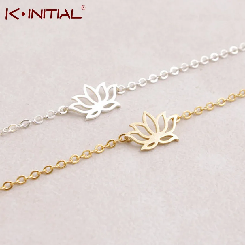 Kinitial Исцеление счастливый цветок лотоса браслеты для женщин Бохо Bijoux деликатная