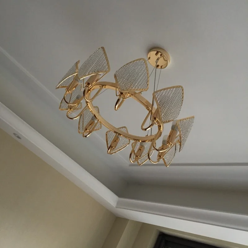 Пост современная роскошная вилла Led подвесные светильники блеск Cristal HangLamp для гостиной Luminaria Led подвесной светильник светильники