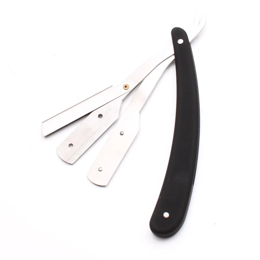 2 Colors Men Straight Shaving Barber Edge Razor Folding Shaving Knife Hair Removal Shaver Kit Beard Hair Tools with 10 Blades