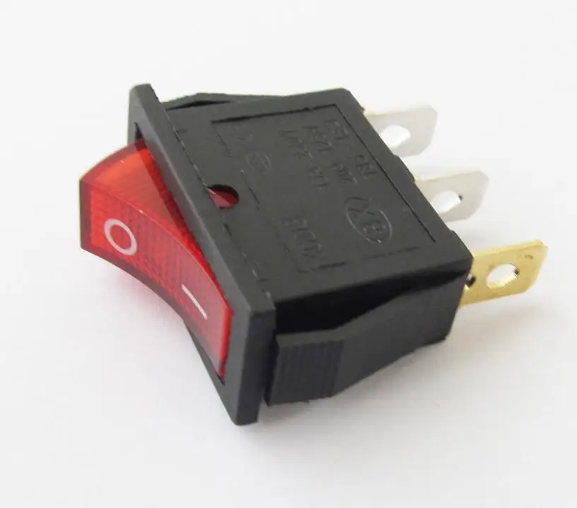 5 шт./лот KCD3 16a 250 в/20a 125 в 3 контактный вкл./выкл. Красный кнопочный переключатель