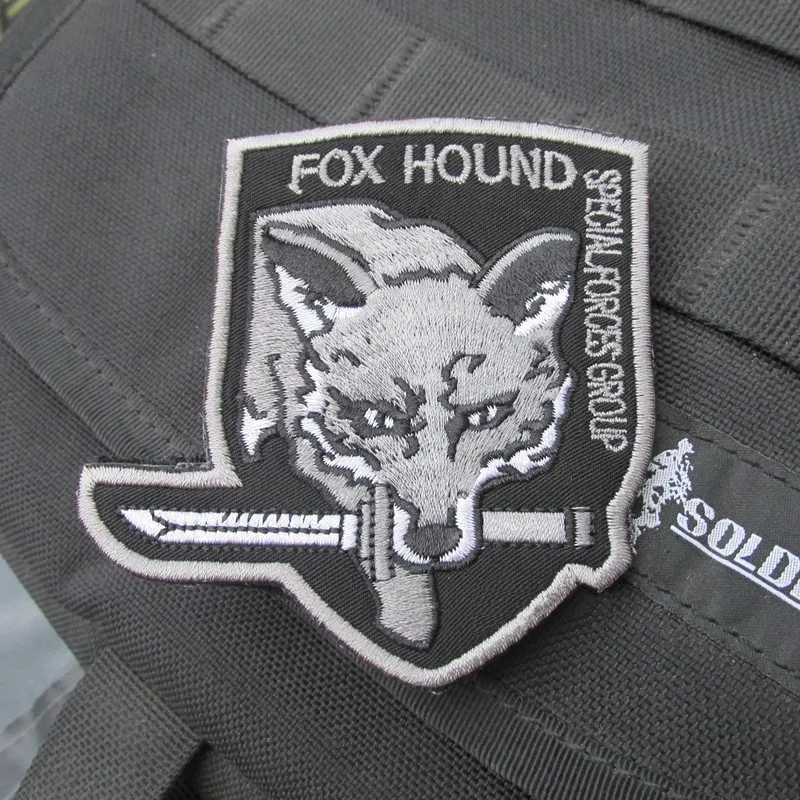 Металлическая Экипировка, одноцветная эмблема Foxhound, нашивка Fox Hound, форма, нашивка, значок Militaria Fox Hound, специальная группа, нашивки