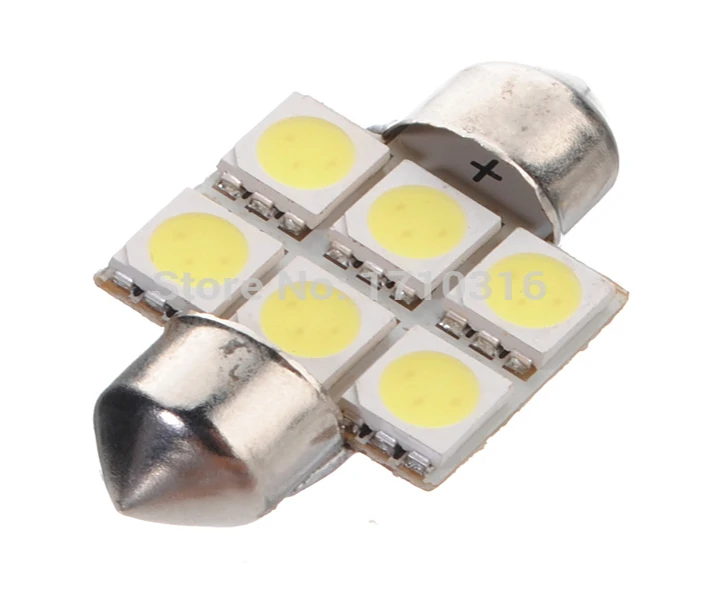 31 мм 5050 SMD 6 светодиодный Белый купол Festoon Автомобильная интерьерная карта для