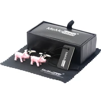 memolissa display box cufflinks cute pink pig design fancy cufflinks gifts for friends free tag wipe cloth wholesale
