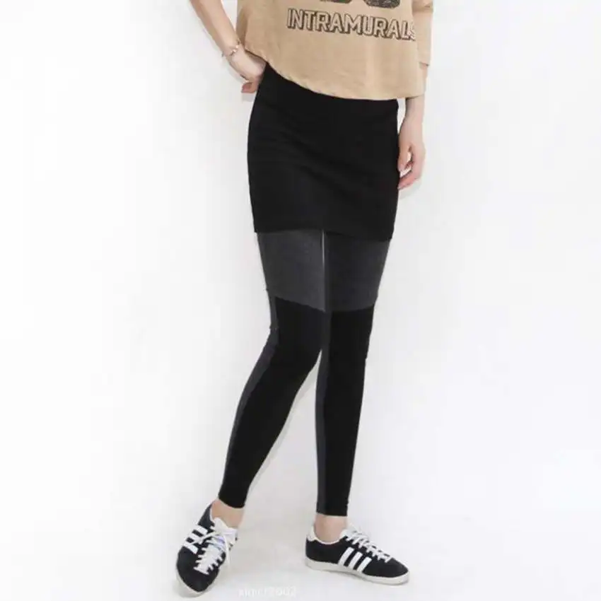 New pregnant women autumn and winter Korean fashion color matching fake two pants skirt leggings | Мать и ребенок