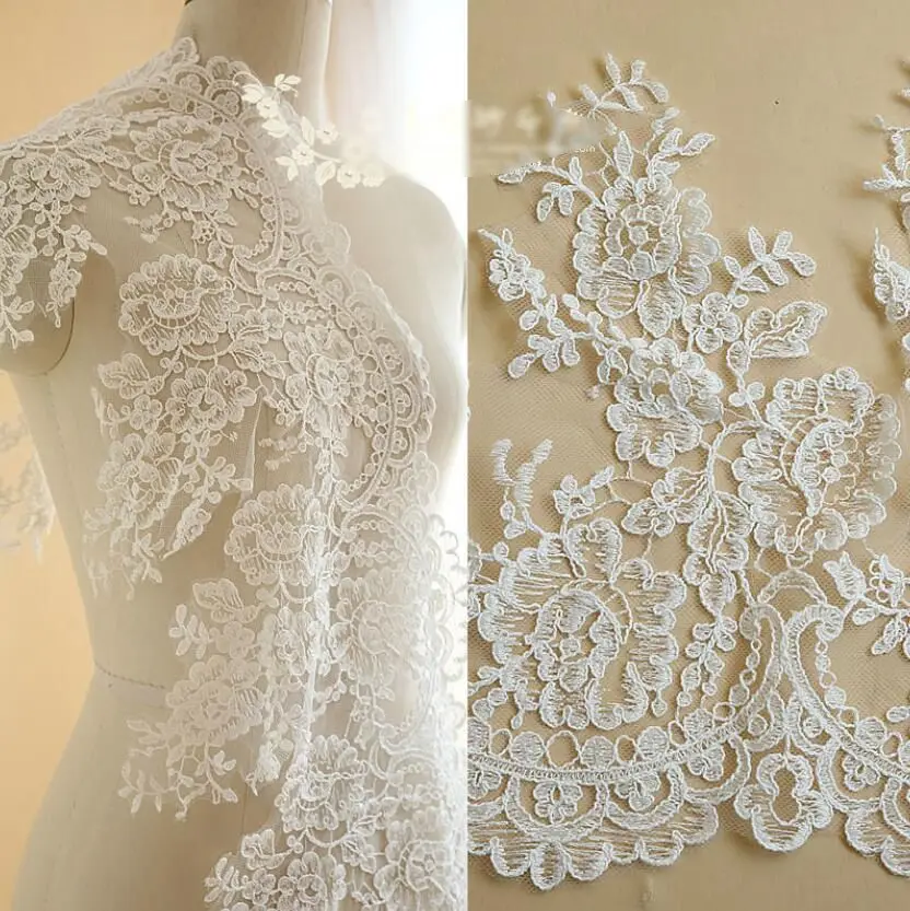 Ivory Alencon Lace Trim Rose Floral Embroidered Wedding Retro Bridal 11 Inches Wide | Дом и сад