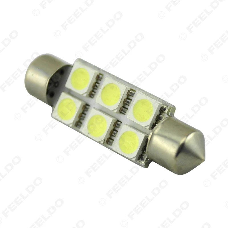 Светодиодные автолампы FEELDO 2 шт. белые 31 мм 36 39 41 6-SMD 5050 гирлянда для купола карты
