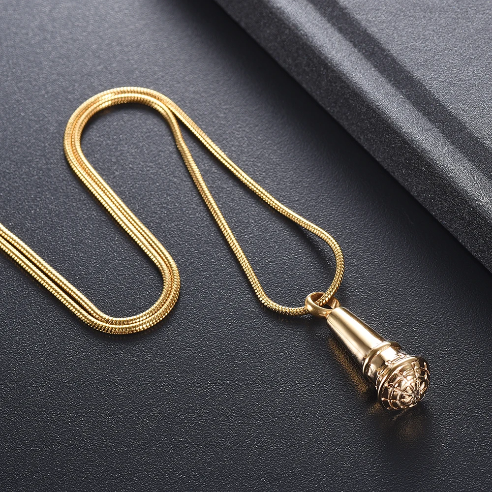 Классный дизайн микрофона форма памятный кулон для праха Keepsake урна кулон из нержавеющей стали Урна кремации медальон ожерелье для меломана