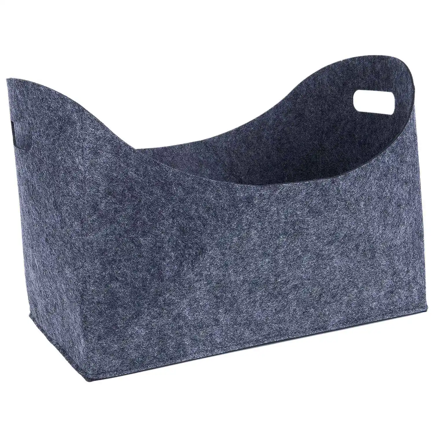 2 pieces felt basket for firewood oval shape with two handles anthracite 39 x 22 27.5 cmd | Дом и сад