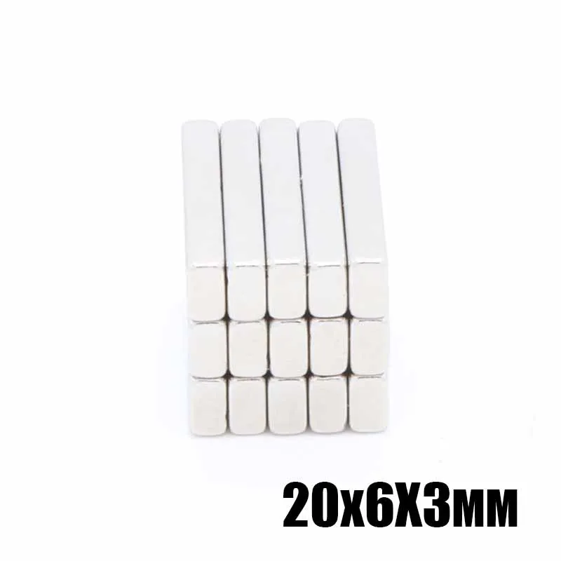 50 шт./лот F 20x6x3 мм N35 Сильный квадратный редкоземельный магнит NdFeB 20*6*3 неодимовые