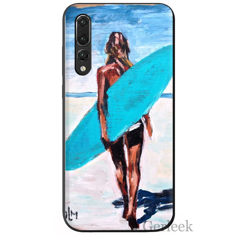 Чехол для мобильного телефона Surf Art Girl ультратонкий мультяшный рисунок Huawei P Smart P30