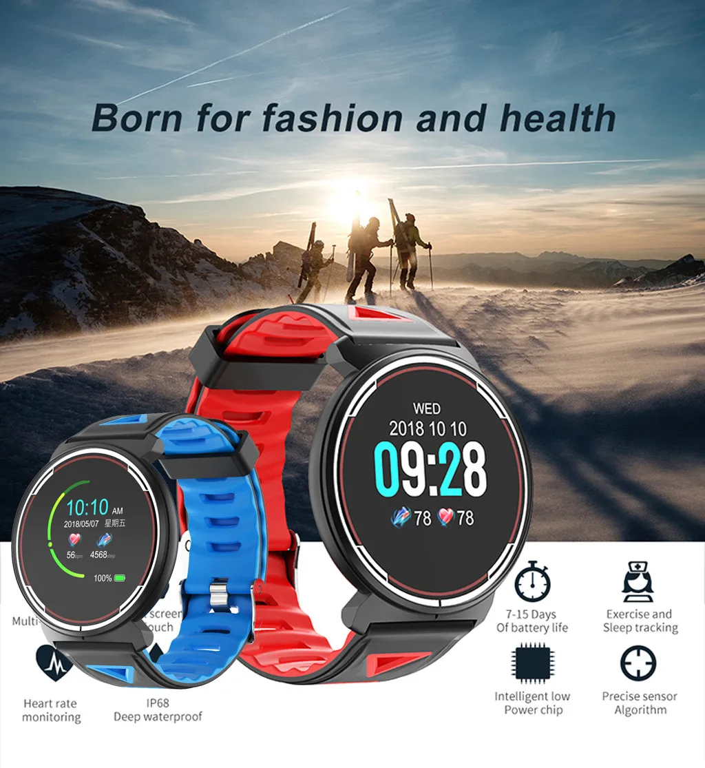 1 3 дюймов Цвет Экран сердечного ритма крови Давление мониторинг сна SmartWatch Band