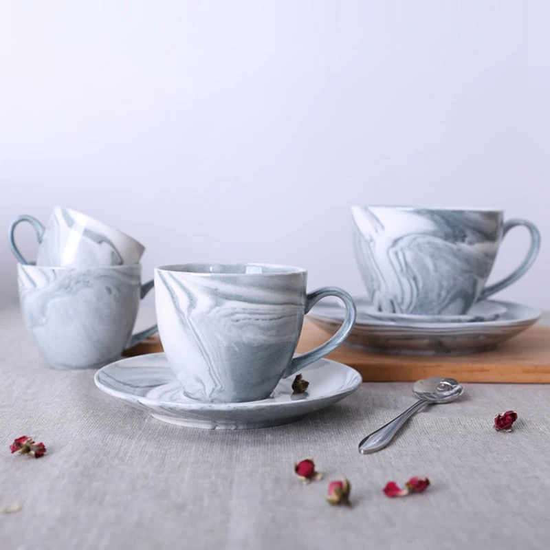 1 шт. современный минималистичный мраморный керамический кофейный стакан Серая