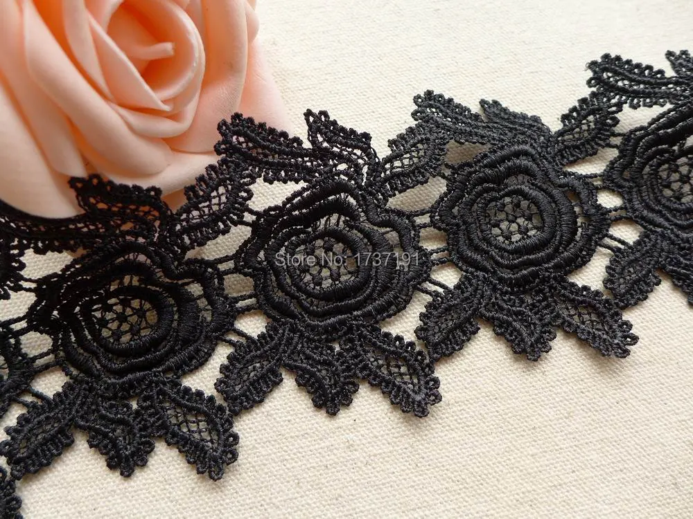 Черный цвет кружево с вышивкой для свадебного платья поясом один ярд | Дом и сад