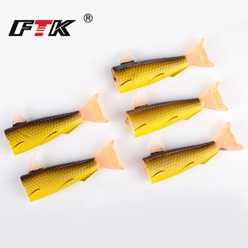 Приманка для рыбалки от ftk супер мягкий корпус 5 шт./пакет большой Jig Head весло хвост мягкие приманки 9 видов цветов Мягкая приманка 4 см/5,5 см/8 см - Цвет: 003