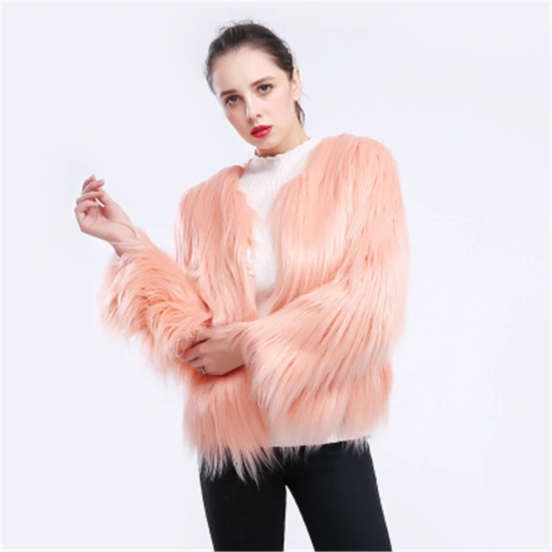 new autumn winter women's large size fur coat loose faux Fur Coats warm fake fur Outerwear female fur jackrts J910