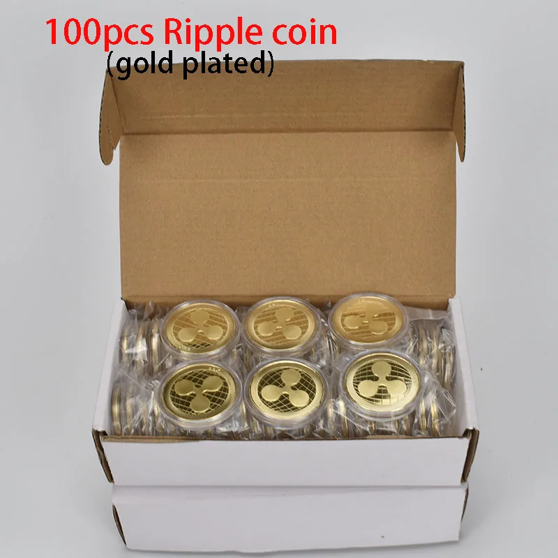 100pcs gold xrp 100 шт рябь монета XRP Золото Посеребренная криптовалюта металлическая монета для сбора - Цвет: 100pcs gold xrp