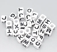 250 assorted black in white alphabet letter acrylic cube pony beads 7x7mm