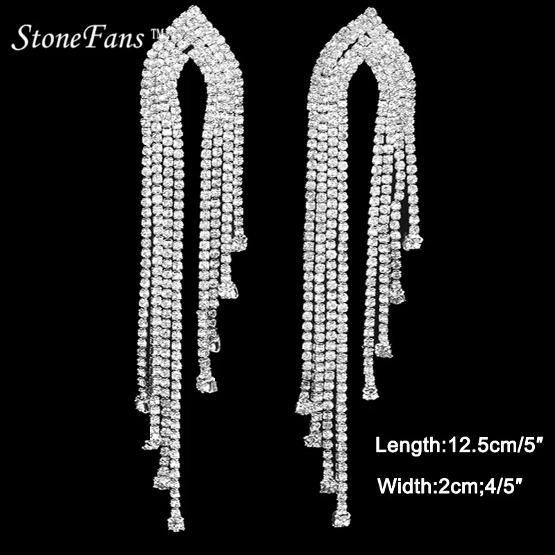 Серьги-подвески StoneFans для женщин модные ювелирные изделия 2018 с кисточками